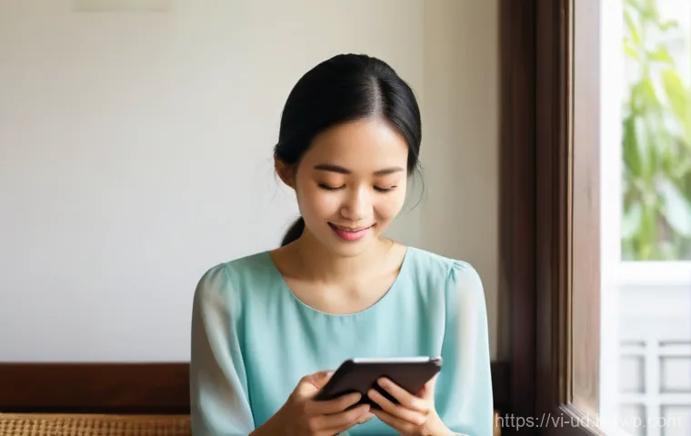긍정심리학의 기술적 응용 - **Prompt: Gratitude Journaling with Technology**
"A young Vietnamese woman, in her late 20s, wit...